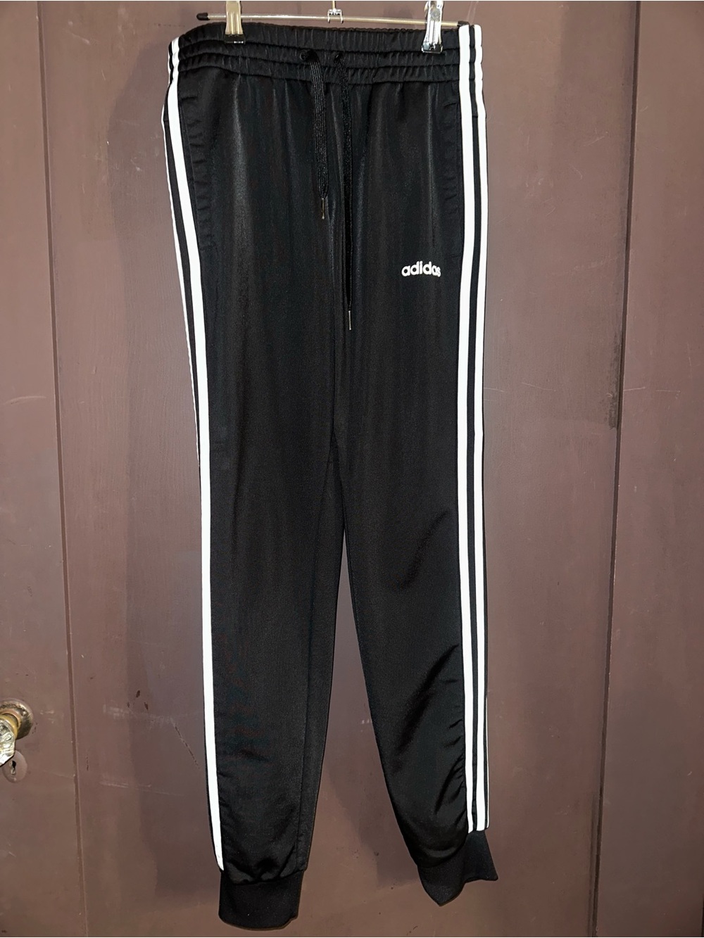 adidas Black Jogger Sweatpants with White Side Stripes
